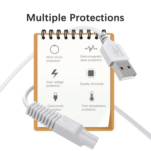 2 Pack USB Charger Cord for Remington Electric Shaver for Women, for Remington WDF5030A, WDF4816NA, WDF4821US, WDF4825 Trimmer Replacement Charging Cable, Power Cord White