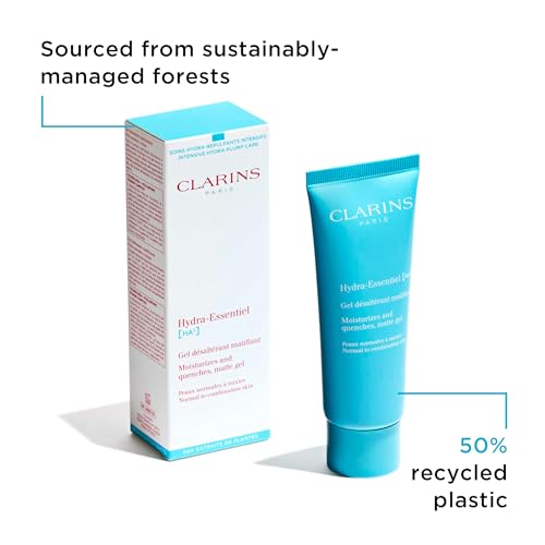 Clarins Hydra-Essentiel Matte Gel|Intensely Hydrating & Mattifying|60 Seconds to Plumper Skin*|Softens & Refreshes|Double Dose of Hyaluronic Acid|Normal-Combination Skin|2.6 Ounces
