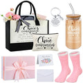 Paterr 7 Pcs Coworker Gifts for Women Thank You Gifts Include Tote Bag Makeup Bag 18oz Cup Socks Keychain Thank You Card and Box for Coworker Nurse Wife