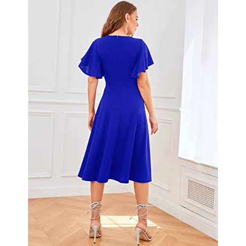Bridesmay Women's Formal Wedding Guest Dress for Women 2026 Short Sleeve Fit and Flare Tea Party Dresses