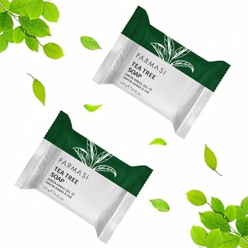 FARMASi 2 PACK Tea Tree Soap, Blemish Prone and Oily Skin Cleansing Bar for Face and Body, Clarifying Daily Cleanse, 4.41 oz Each