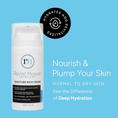 Rachel Moayer Skincare RM Moisture Rich Cream with Ceramide Complex, Hydrating Face Moisturizer for Dry & Mature Skin, Encapsulated Delivery System, Long-Lasting Nourishing Barrier Protection, 1.7 oz