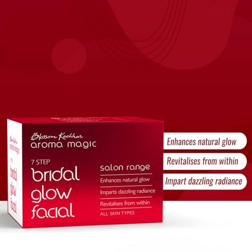 Aroma Magic Bridal Glow Facial Kit | 7-Step Facial for Radiance & Glowing Skin | Revitalizes Dull Skin & Deeply Nourishes | Salon-Quality Bridal Skincare at Home | Suitable for All Skin Types