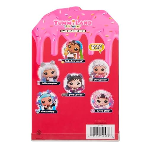 Yummiland Lip Gloss Doll: Sour Sweeties - Gabi Gummybear Includes DIY Lip Gloss + Removable Keychain, Cosmetic Play, Collectible, Ages 4+