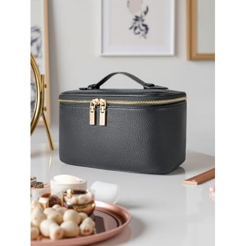 Cosmetic Bag,ROWNYEON Makeup Bag,Portable Makeup Train Case,Travel Toiletry Bag Case Organizer for Women,Black