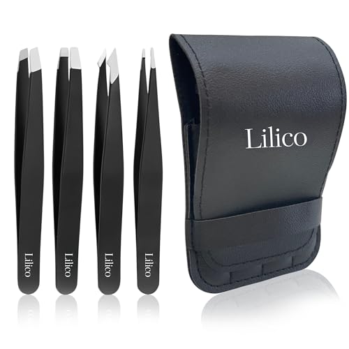 Lilico Tweezer Set, ? Stainless Steel Eyebrow Tweezers for Women & Men, Slanted & Pointed for brows and lash application