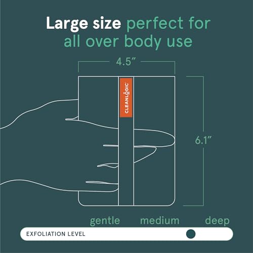 Cleanlogic Organic Cotton Exfoliating Body Scrubber, Reusable Exfoliator Tool for Smooth Skin, Daily Skincare Routine, Natural, 3 Ct Value Pack