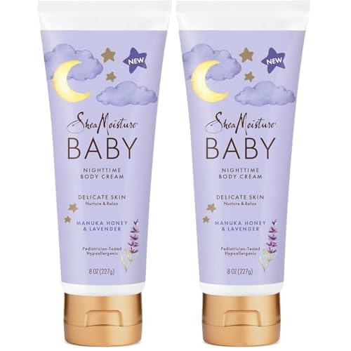SheaMoisture Baby Moisturizer Manuka Honey & Lavender for Delicate Hair and Skin Nighttime Hair and Skin Care Regimen 8 oz,(Pack of 2)