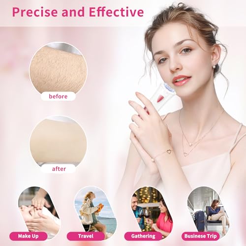 Facial Epilator for Women - 2026 New Face Epilator Hair Remover with LED Light - Smooth Glide Electric Hair Tweezers for Face/Arm/Legs/Bikini Line/Chin/Lip/Pubic Lady Hair Removal Epilators Cordless