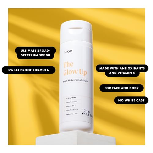 Nood The Glow Up, Lightweight Broad Spectrum SPF 30 with Vitamin C, Green Tea Extract and Zinc Oxide for UVA/UVB Protection, 1 Bottle (3.3 fl oz)