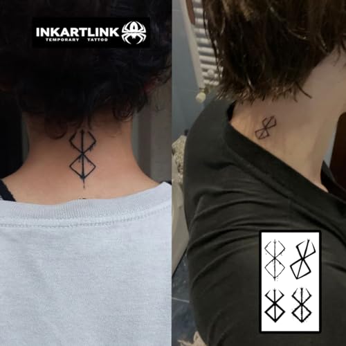 INKARTLINK Semi-Permanent Tattoos,Berserk Temporary Tattoos for Men - Lasts 7-15 Days, Waterproof, Non-Reflective, Unique Design (Block)