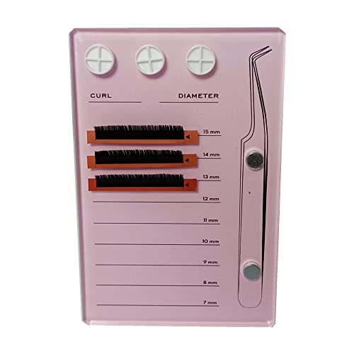 Eyelash Grafting Pallet, Acrylic Lash Tile holder, 7-15mm Scale Glue Cups Eyelash Extensions Storage Gasket Pads with Suction for Tweezers (pink)