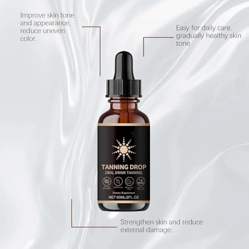 Tanning Drops, 2Fl Oz Sunless Tanning Drops To Drink, Bronzing Tanner for Face and Body, Long-Lasting Tans Without Sun, Enhancing Natural Skin Tone for All Skin Types