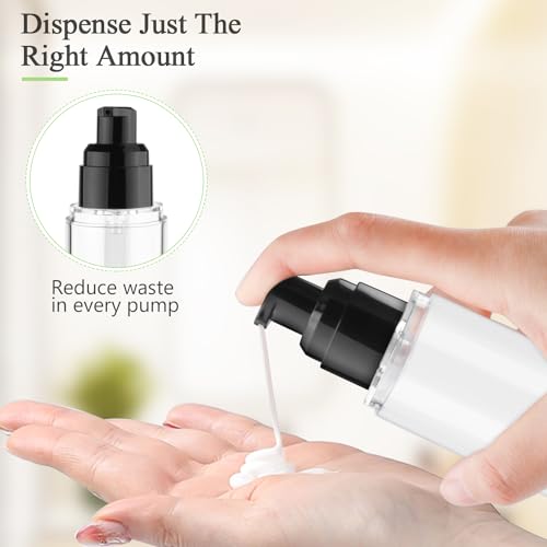6 Pack 100ml/3.4oz Airless Pump Bottles Refillable Vacuum Pump Dispenser Plastic Cosmetic Container for Makeup Foundation Moisturizer Shampoo Toiletry