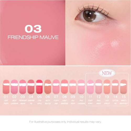 PERIPERA SYRUPY TOK CHEEK 5 Colors, Liquid Blush, Dewy Finish and Hydrates All day, Soft Velvet Texture Face Cheek Tint (03 FRIENDSHIP MAUVE, One Size)