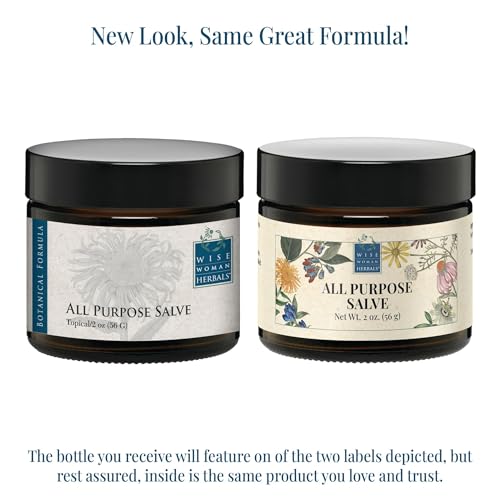 Wise Woman Herbals All-Purpose Salve, Herbal Balm with Calendula & Comfrey, Soothes Dry, Irritated Skin, Postpartum Skin Care, Nourishing Skin Support for All Ages, Non-GMO, 2 oz Jar