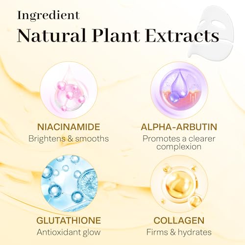 Deep Collagen Face Mask Overnight Hyrdrogel Korean Skincare - Dark Spot Corrector & Niacinamide - Hydrating Pore Minimizing Glass Skin Anti Aging | 0.88oz (25g) x 4ea