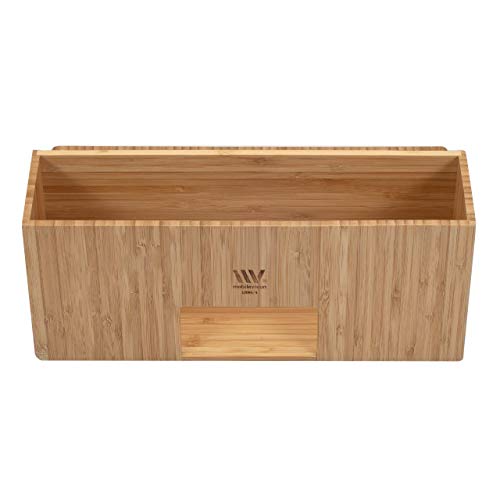 MobileVision Bamboo Make Up Organizer & Cosmetic Holder, Storage on Vanity Counter or Bathroom, Multiple Compartments
