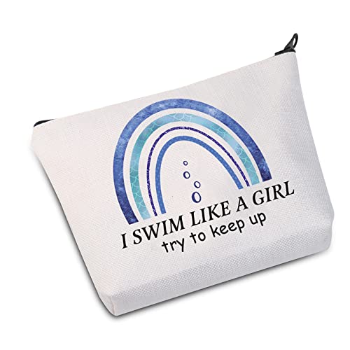 JXGZSO Swim Makeup Bag Swimming Lover I Swim Like A G Try to Keep Up Cosmetic Bag Swim Team Gift (I Swim Like Bag)