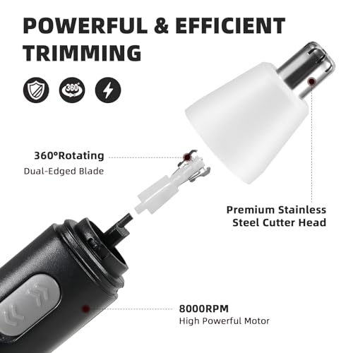 Nose and Ear Hair Trimmer Clipper, Professional Nose Hair Trimmer for Men, Easy to Clean (Black)