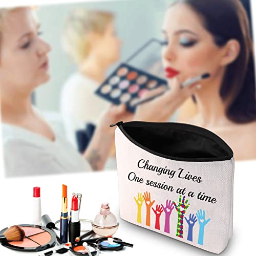 JXGZSO ABA Therapist Gifts Changing Lives One Session At A Time Makeup Bags ABA Therapy Gifts (One Session bag)