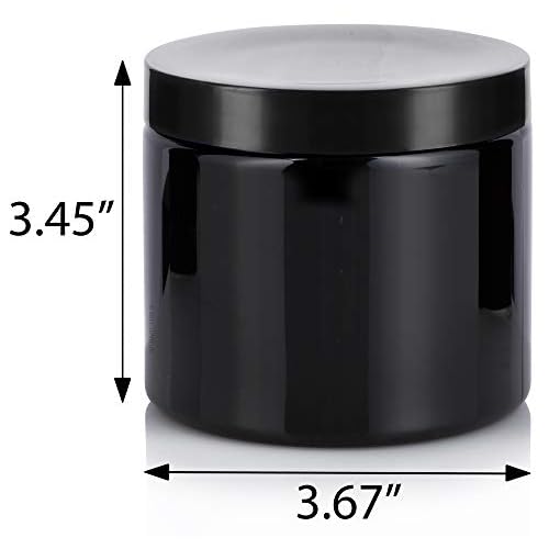 JUVITUS Black Large 16 oz PET Plastic (BPA Free) Large Refillable Jar - (6 pack)