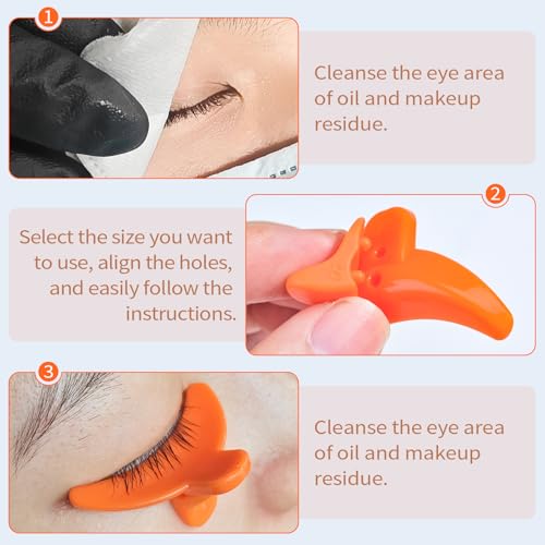 PERMANIA Lash Revise Pad, 3 Sizes Removable Eyelash Fix Shields Reusable Lash Separator Palette Plate Lash Lift Tool (Orange)