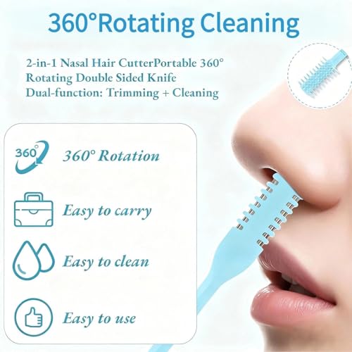Nose Hair Trimmer 2-in-1,2026 New Double Sided Nose Trimmer.Portable 360¡Æ Rotating Manual Nasal Hair Cutter for Men and Women, Manual Hair Remover for Home Travel Essentials