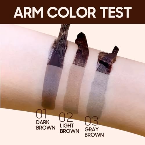 Eyebrow Gel - Easy Peel Off Tattoo Eyebrow Gel Waterproof & Transfer-Proof with Eyebrow Stencils, Create Full, Soft and Fuller & Defined-Looking Brows Makeup for Women & Girl (Gray Brown)