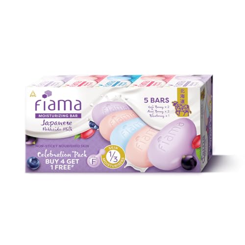 Fiama Moisturizing Soap Bars Celebration Pack | Japanese Hokkaido Milk & Berries | Pack of 5