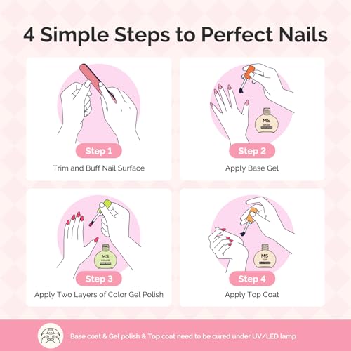 MelodySusie Highly Pigmented Gel Nail Polish Set,10 Dopamine Colors with 2 Top & Base Coat, TPO & HEMA Free Plant-Based Formula, 16.5ml Tilt-and-Stand Bottle, Gift for Nail Art at Home(Hot Pink)