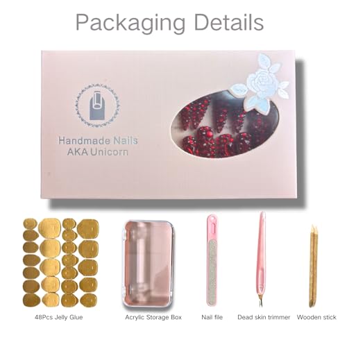 Trendy Handmade Press On Nails Long Stiletto Shape,10Pcs Bling Bling Acrylic Fake Nails with 3D Rhine Stone Luxury Design Stick On Nail for Woman Gift
