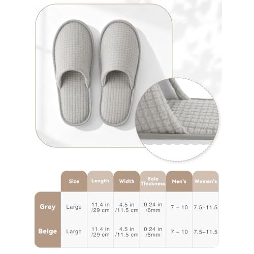 12 Pair House Disposable Slippers for Guests Spa Hotel Slippers for Travel Washable Reusable Non Slip Closed Toe for Shoeless Home Indoor Wedding Party
