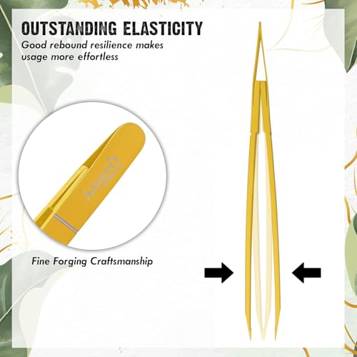 Professional Stainless Steel Eyebrow Tweezers for Women & Men ? Precision Slant Tip Hair Removal Tool for Eyebrows, Facial Hair & Ingrown Hairs ? Durable, Non-Slip Grip (Yellow)