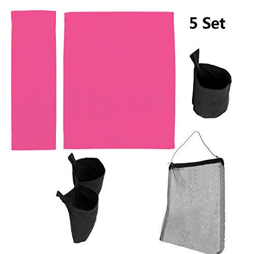 STAY GENT 5 in 1 Accessories Set for Makeup Artist Chair, (not Including Chair) Deep Pink Replacement Cover Canvas, 2 Portable Side Storage Bags and Hanging Mesh Bag