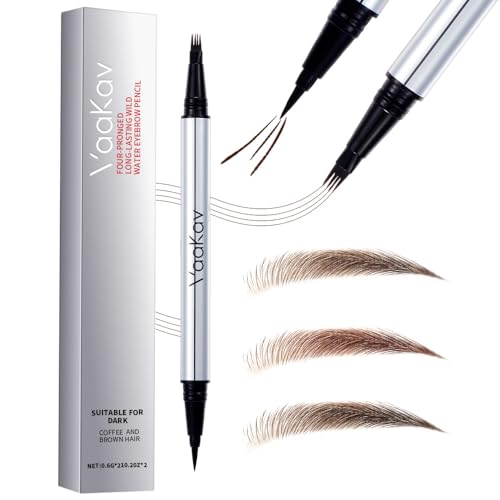 2-in-1 Brow Pen & Liquid Eyeliner ? Waterproof Brow Pencil with Fine Microblading Tip, Natural Hair-Like Strokes, Long Lasting, Smudge-Proof Dual-Ended Design(03 DARK BROWN)