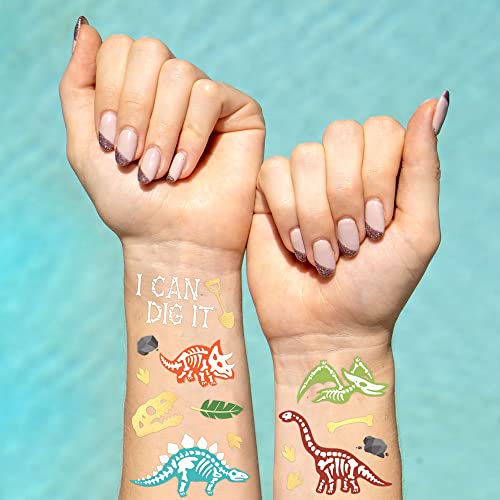 xo, Fetti Dinosaur Tattoos - 36 styles | Dino Fossil Birthday Party Supplies, T-Rex Party Favors, Stegosaurus Decorations, Easter Basket