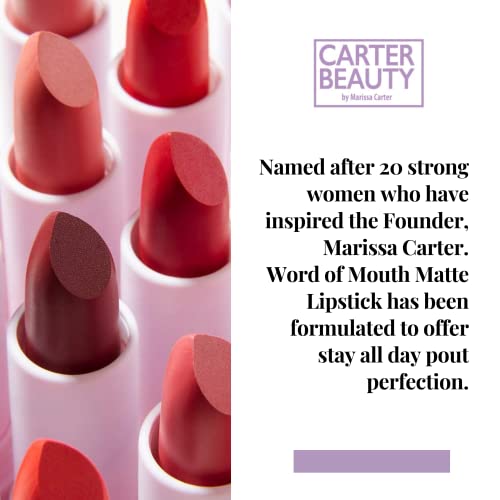 Carter Beauty By Marissa Carter Word Of Mouth Lipstick - Intense Color With A Smooth Matte Finish - Can Be Used With Free Speech Lip Tint For A Glossy Look - Bey - 0.16 Oz