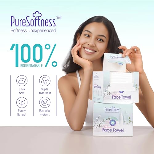 Luxuriously Soft Disposable Face Towel, 100% Cotton, Extra Large 12" x 10" Ultra Soft Dry Wipe for Face Wash, Makeup Remover, Bio-Based Towelette for Sensitive Skin 320 Count (4 Pack)