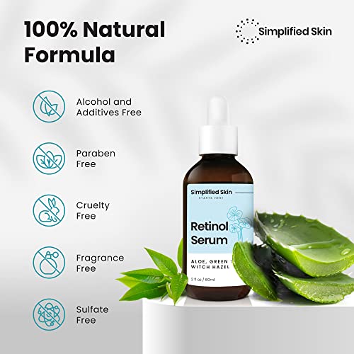 Simplified Skin Retinol Serum for Face ? 2.5% Retinol with Hyaluronic Acid ? for Acne Marks, Smoothing Fine Lines & Wrinkles ? Day & Night Anti-Aging Serum ? 2 Fl Oz