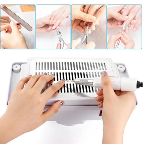 13-Watt Powerful Table Nail Dust Collector, High-Efficiency Vacuum Suction System for Acrylic Gel Nail Polishing, Manicure Tool Featuring Dust Bag for Salon & Home Use