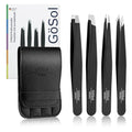 Tweezers Set - 4Pcs Professional Stainless Steel Eyebrows Tweezers for Women Facial Hair, High Precision Tweezers with Slant, Pointed, Flat Tips for Ingrown Hair Removal Women Men