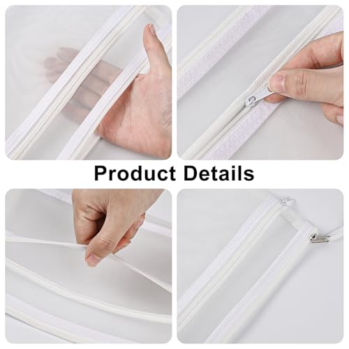 20 PCS Mesh Makeup Bag Double-Layer Mesh Zipper Pouch Bags Clear Cosmetic Bag Nylon Travel Organizer Bags Toiletry Storage Bag Pencil Pouch with Zipper (White, Double-Layers A5)