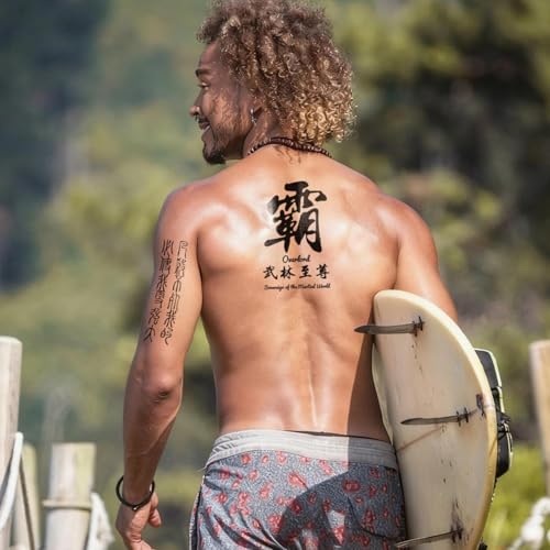 Temporary Tattoo Chinese 60+Designs Fake Tattoo of Chinese Characters,Waterproof Long-lasting Word Tattoos Temporary