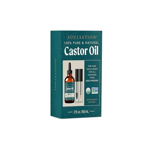 Organic Castor Oil for Eyelashes, Hair & Skin (2oz with Eyelash Kit) | 100% Pure, Natural Cold Pressed