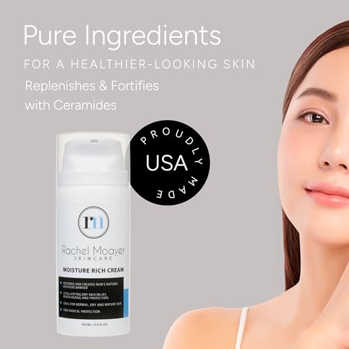 Rachel Moayer Skincare RM Moisture Rich Cream with Ceramide Complex, Hydrating Face Moisturizer for Dry & Mature Skin, Encapsulated Delivery System, Long-Lasting Nourishing Barrier Protection, 1.7 oz