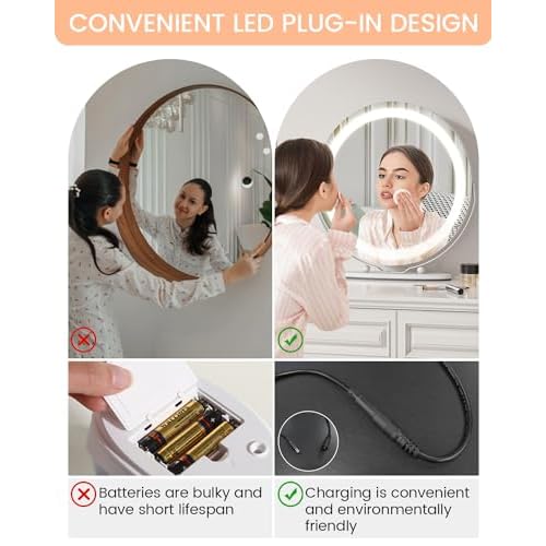 GAOMON Vanity Mirror, 19 Inch Large HD Vanity Mirror with Lights, Smart Touch Control, 3 Color Lighting Modes & 360¡ÆRotation, for Bedroom Makeup Table, Easy to Install (White)