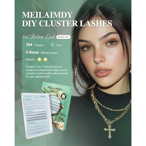 3 in 1 DIY Lower Cluster Lashes 0.07mm C Curl 5-8mm Natural Volume Individual Bottom Lash Clusters Reusable Soft Lightweight Thin Band Eyelashes for Daily Makeup (MEBDIYM3-001,304 Pcs)