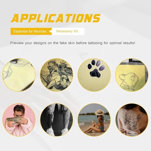 2.5mm Tattoo Fake Skin Large - Yuelong 3PCS Tattoo Skin Practice 8x12" Large Blank Pure Silicone Skin Pad Double Sides Tattooing Eyebrow Practice Skins for Tattoo Supplies