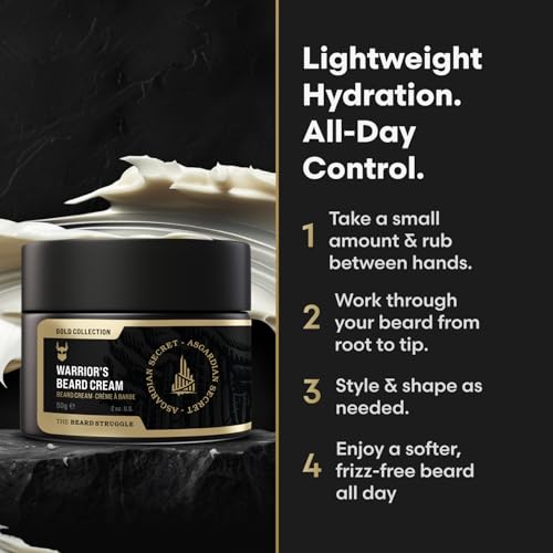 Beard Cream for Men by Beard Struggle -Viking Storm Beard Butter, Moisturizer & Softener for Men - Itch Relief, Hydration with Avocado & Jojoba Oils - Beard, Mustache & Corase Growth Cream, 50g